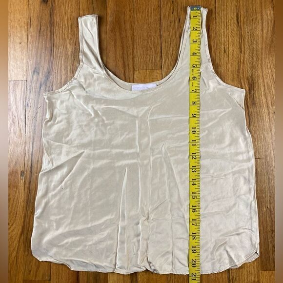 Patricia Fieldwalker Womens Silk Charmeuse Scoop Neck Ivory Champagne Tank - Picture 5 of 6